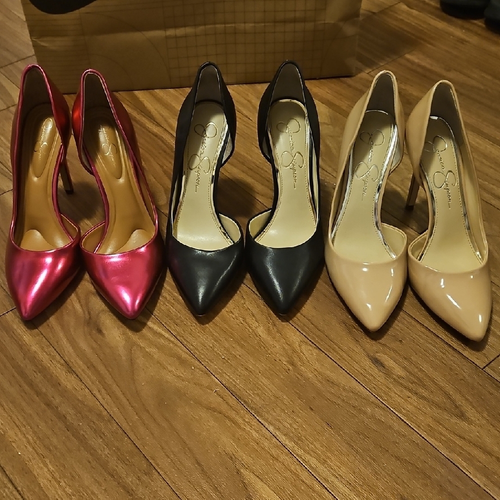 Elegant Women's Stiletto Heels - Pink, Black, and Cream